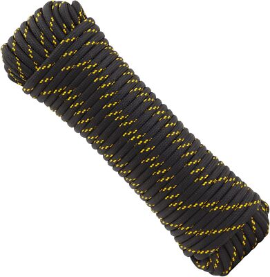 3/8 Inch X 100 Ft Diamond Braided Rope for Knot Tying Practice, Camping, Boats, 