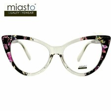  2 PAIRS MIASTO LARGE "BIG CAT EYE " READER READING GLASSES 1.75 LIGHT GRAY