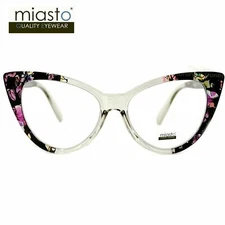 (2 PAIRS) MIASTO LARGE "BIG CAT EYE " READER READING GLASSES +3.00 LIGHT GRAY