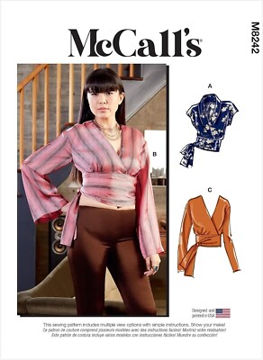 Misses Wrap Tops Sewing Pattern McCalls M8242 Sizes 4-14 Multiple Style Options