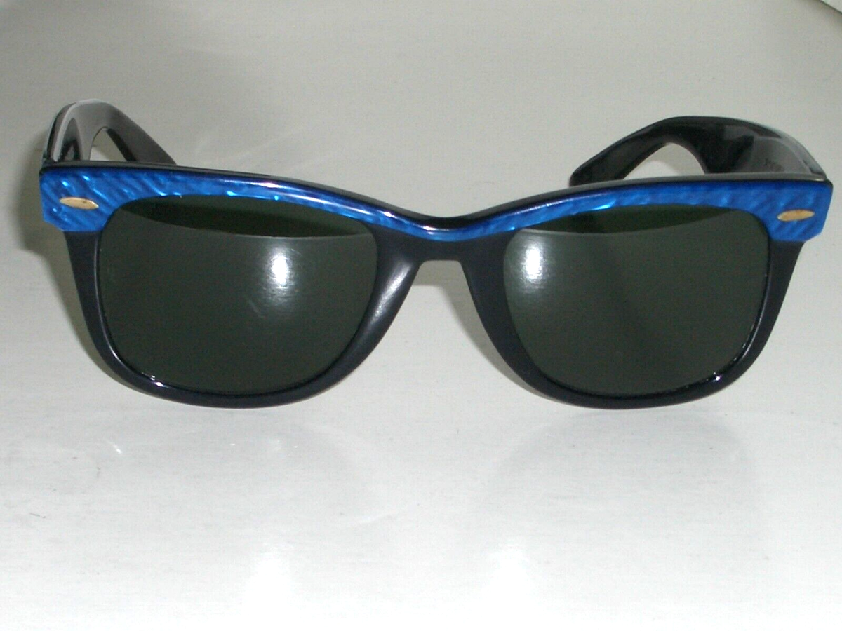 小物 Ray-Ban WAYFARER Blue Trim Vintage B&L VINTAGE B&L RAY-BAN L1723 BLUE PEARL-TRIM G15 CRYSTAL WAYFARERS