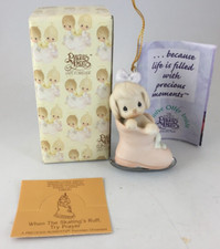 1996 Precious Moments Ornament When the Skating's Ruff Try Prayer, NEW
