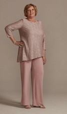 Oleg Cassini Mother of the Bride Plus Size Pant Suit Asymmetrical Top Formal