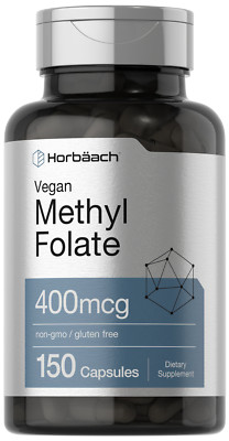 Methyl Folate 400 mcg | 150 Vegan Capsules |  Non-GMO, Gluten Free | by Horbaach