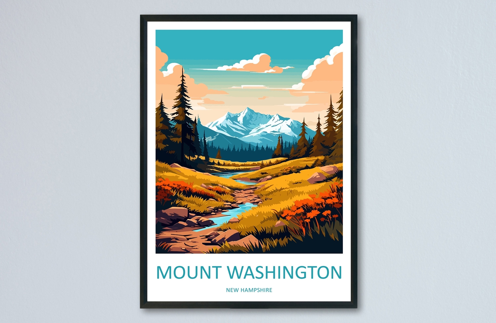 Mount Washington Travel Print Wall Art Mount Washington Wall Hanging Home Décor