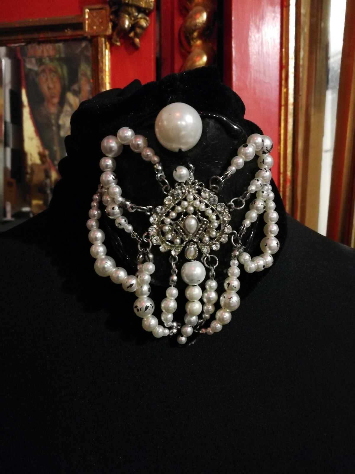 woman jewelry victorian choker pearl collar collier velvet embroidered necklaces image 6