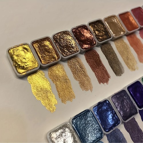 Juego de pintura de acuarela metálica de 20 piezas con perlas brillantes - Suministro de caja de arte portátil - Imagen 8 de 8