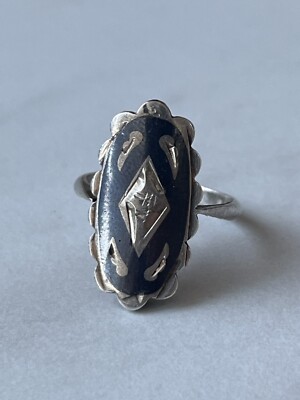 Kubachi USSR Silver Ring 875   Vintage Soviet Women s Jewelry Size 10 / 19.5