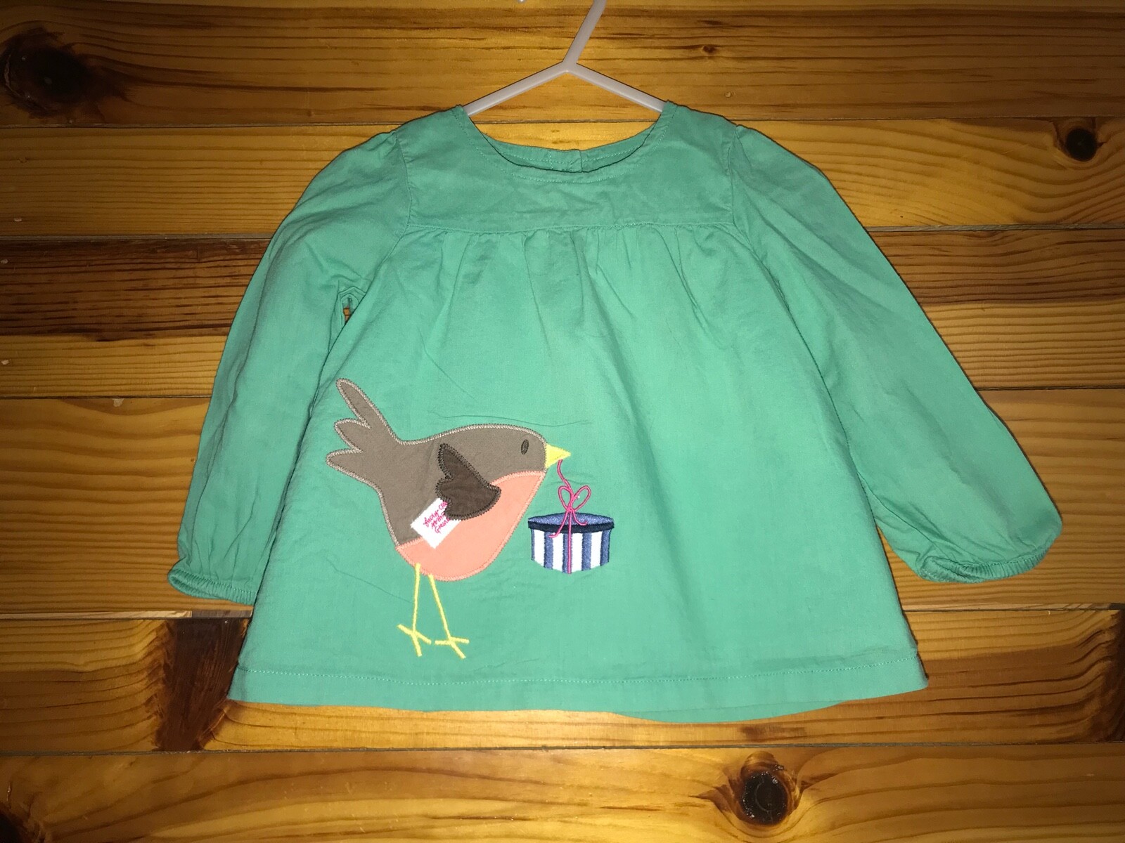 Baby Mini Boden Bird Applique Shirt 
