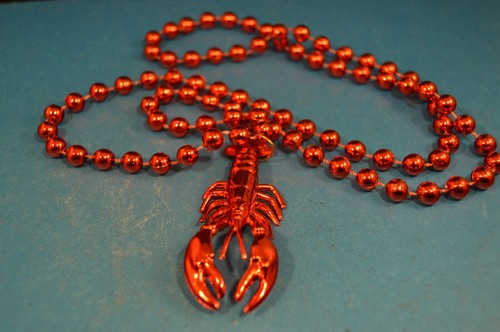 RED LOBSTER - CRAWFISH BEAD Necklace 32" Length restaurant MARDI GRAS seafood - Picture 13 of 14