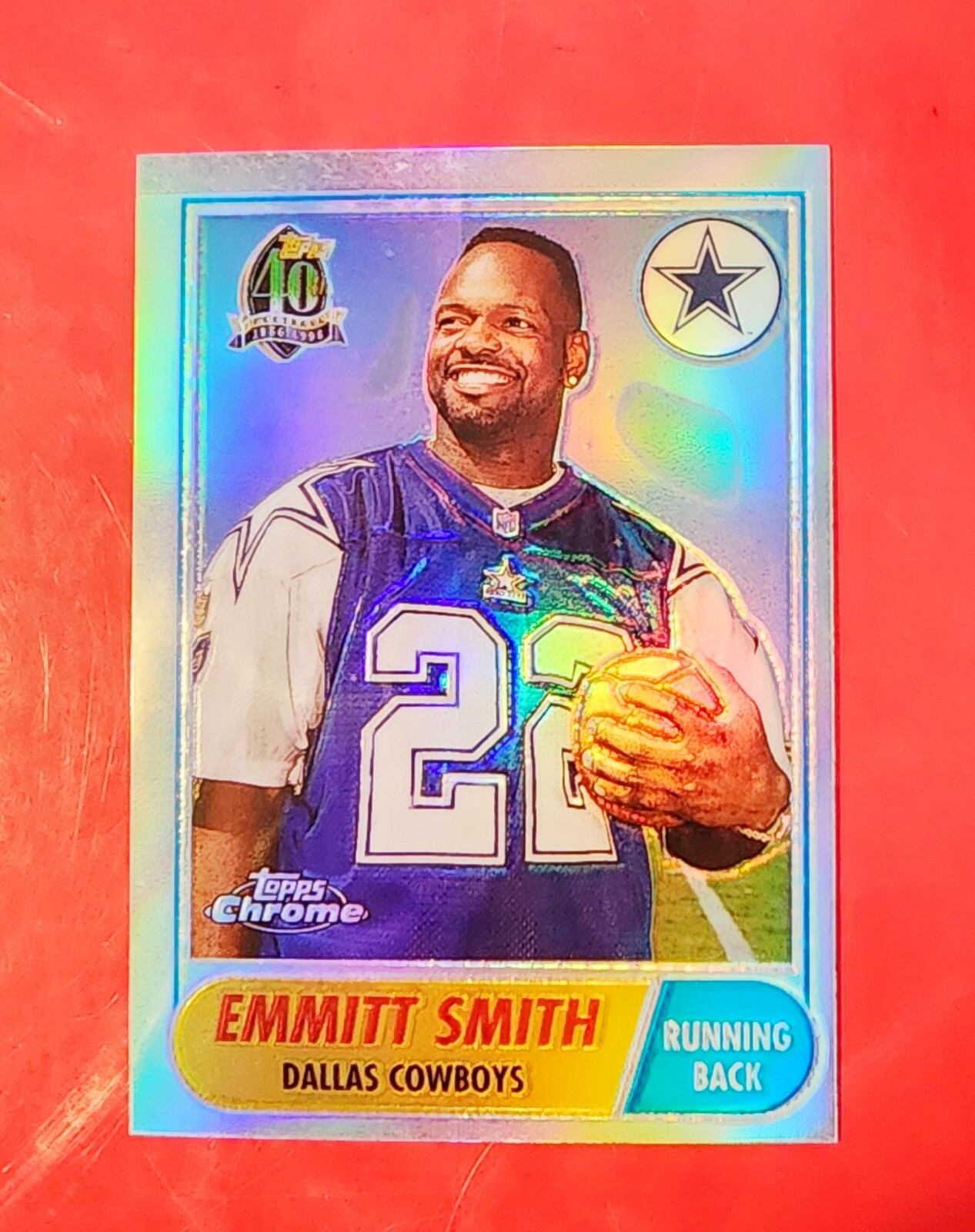 1996 EMMITT SMITH TOPPS CHROME REFRACTOR 40TH ANNIVERSARY + 2 proset rc cards