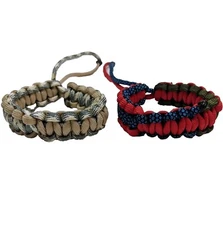 Paracord 550 Bracelets Set *2* Survival Outdoor Military Style Handmade OOAK USA