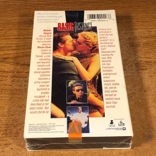 Basic Instinct VHS VCR Tape Sealed Michael Douglas Thriller - Picture 2 of 5
