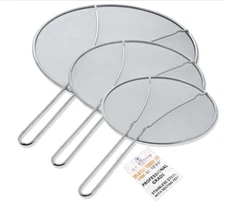 U.S. Kitchen Supply Splatter Screen Set, 13", 11.5", 9.5", Stainless Steel Mesh