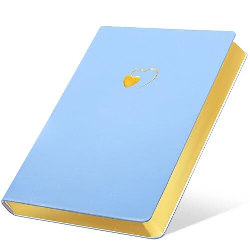 Lined Journal Notebook for Women and Girls, 256 Pages Leather Azurite Blue