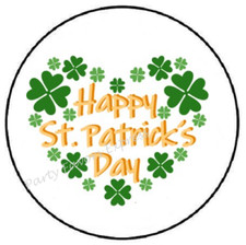 HAPPY ST PATRICKS DAY HEART ENVELOPE SEALS LABELS STICKERS PARTY FAVORS