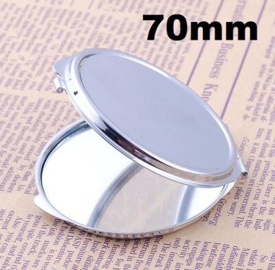 Kleine kompakte doppelseitige Schminkspiegel Handtasche Tasche 7 cm silber Metall 