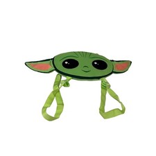 Star Wars Baby Yoda Face Green Plush Backpack Bag with Pouch Kids Toy 24X8