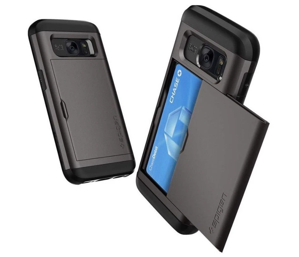 Samsung Note 3 4 5 8 9 Slide Wallet Credit Card Case Hidden Pocket ID CS + GLASS - Image 3 of 3