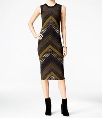 rachel roy knit dress New Sweater Chevron Tweed Illusion Black/Avacado 119