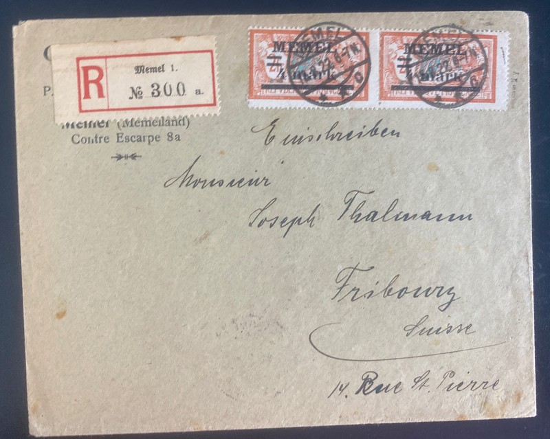 1922 Memel Early Airmail Inflation Rate Cover To Freiburg Germany
