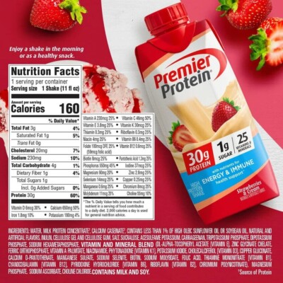 Premier 30g Protein PLUS Energy and Immune Support Shakes - Strawberries & Cream