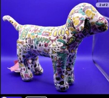 Victoria Secrets Pink Plush Dog Style 4303 Col 937 White w/ Love Graffiti