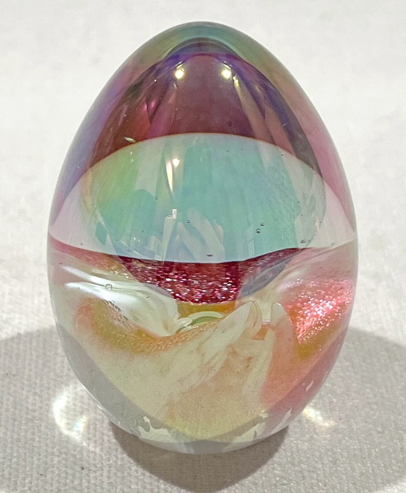 MT. MOUNT ST. HELENS GLASS Iridescent Egg Paperweight Uses Volcanic Ash 2.25" - Image 4 of 4