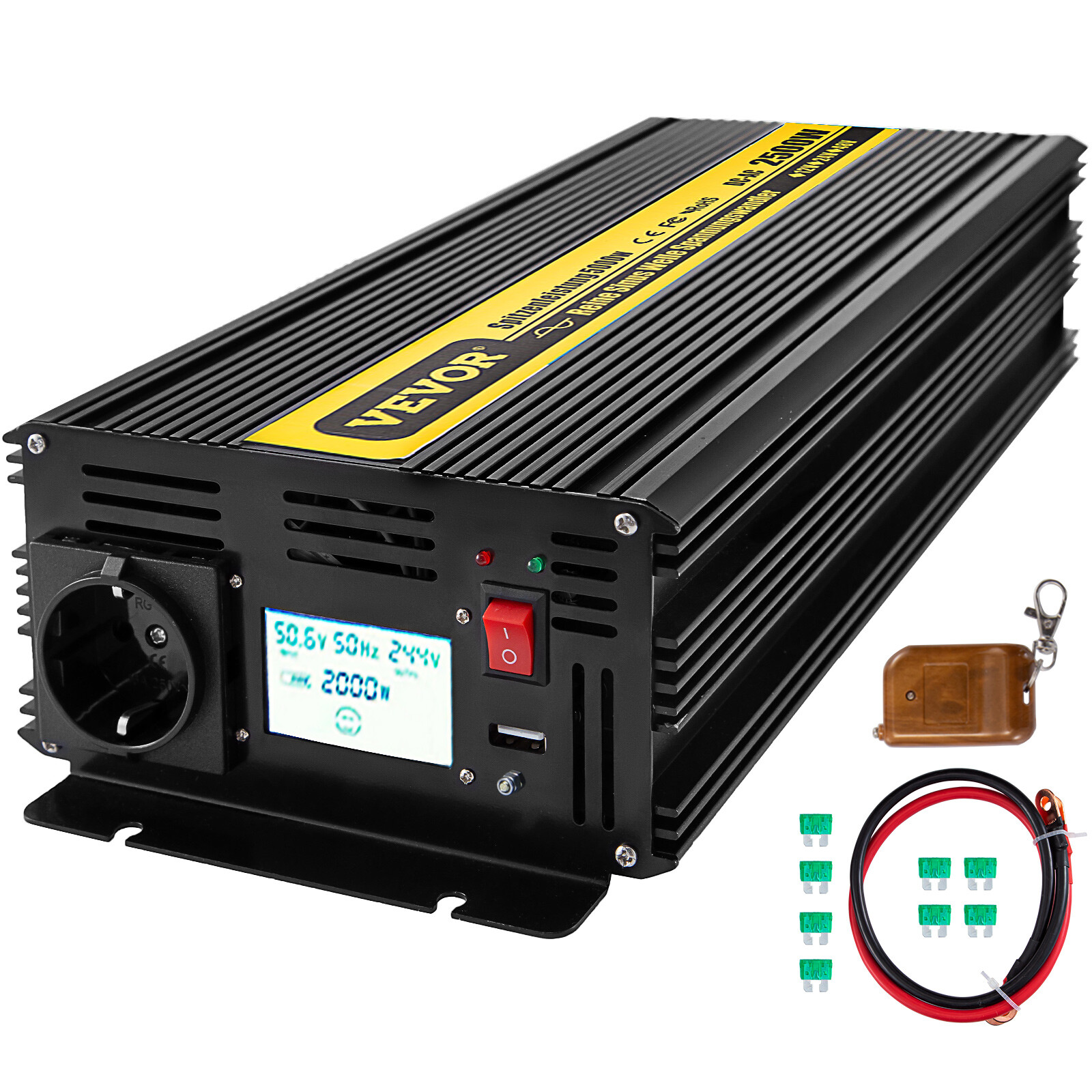 Convertisseur 12v 230v 2500w avec ecran LCD transformateur de tension VEVOR