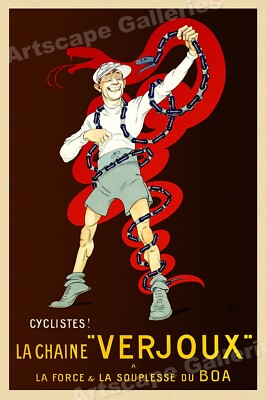 1918 Cyclistes! ''La Chaine Verjoux'' Vintage Style Franch Bicycle Poster - 16x24