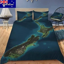 New Zealand Map Doona / Duvet Cover and 2 Pillow Slips