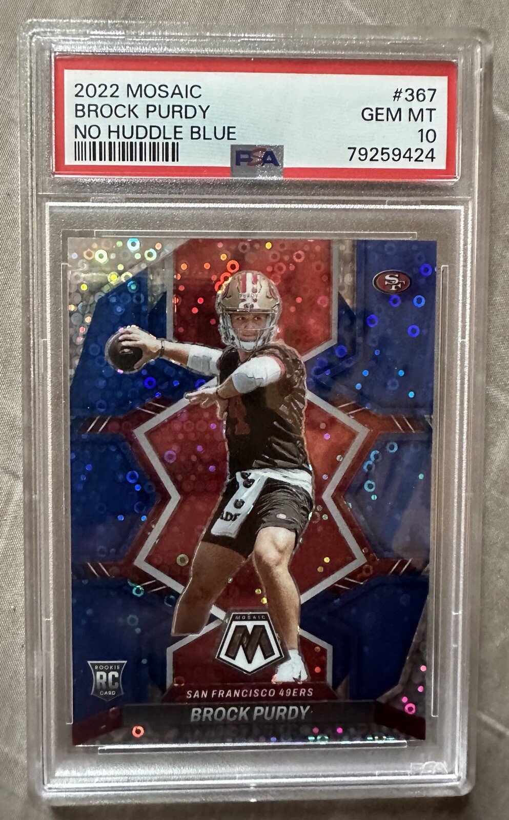 2022 mosaic Brock Purdy no huddle blue PSA 10 rookie card #367 57/75