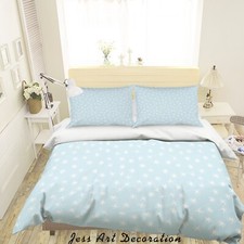3D Fresh Star Pattern Blue White Quilt Cover Set Duvet Cover Bedding Pillowcases