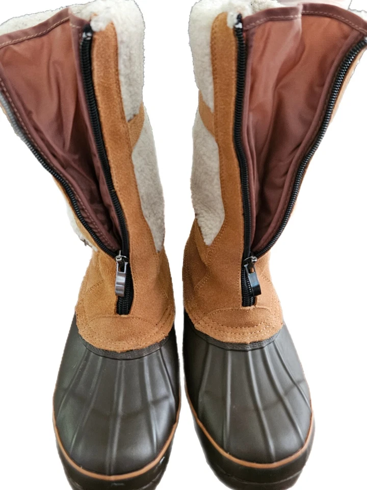Women's Khombu Sz 6M Brown Insulated Suede Faux Fur Front Zip Up Winter Boots  - Image 3 of 4