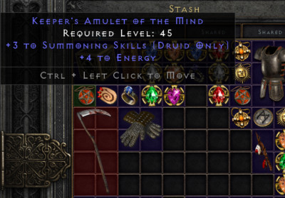 Diablo 2 +3 Druid Skills Summoning Amulet - D2R Xbox PC Non Ladder Softcore