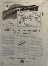 1927 The Burlington Route National Park Line West Railroad Map Vintage Print Ad
