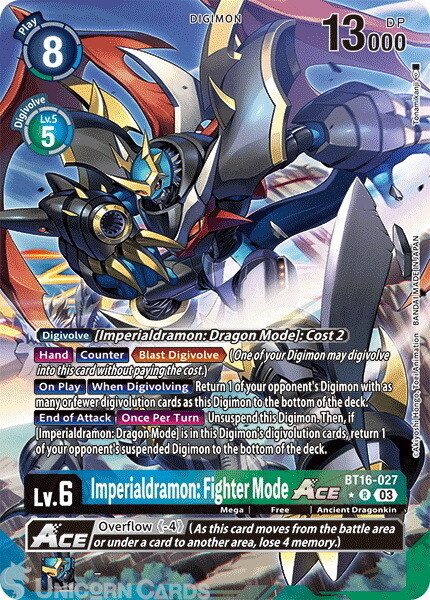 BT16-027 Imperialdramon: Fighter Mode ACE : Rare Alternative Art Digimon Card :