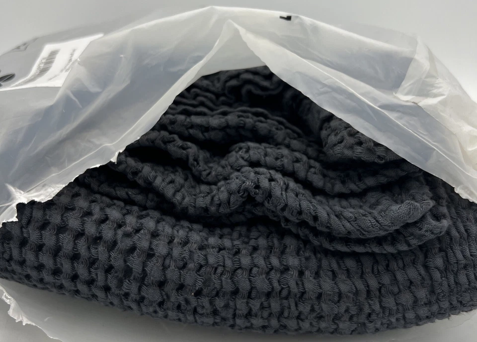 Manta Magic Linen Gris Oscuro Waffle 53”x81” Lino Algodón Hecha a Mano Foto 3 de 3