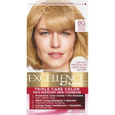 	Excellence Creme Hair Color 8G Medium Golden Blonde 1 Pack	