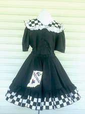 Square Dance Skirt Top Vest Tie Black White Stripe Black Ruffle Indianapolis 500