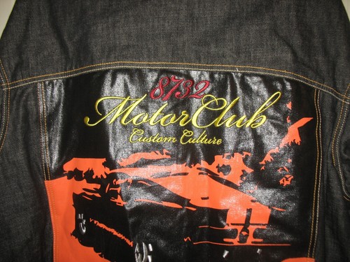 Acht 732 schwarze Denimjacke für Herren Größe 2XL 8732 Motorclub maßgeschneidert Kultur Baumwolle - Bild 5 von 12