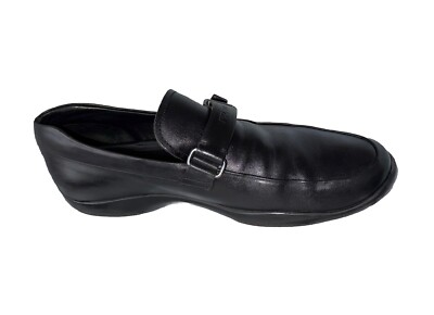 靴 PRADA SPORT Buckle Leather Loafer $850 Prada Black Leather Logo Buckle Linea Rossa Loafer UK 9