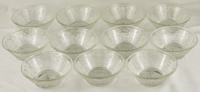 Anchor Hocking Sandwich Glass Clear Set of 11 Berry Dessert Bowls 4.75'' Vintage