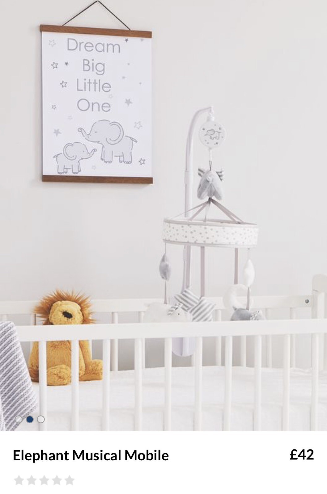 Jojo Maman Bebe WHITE & GREY ELEPHANT MUSICAL COT CRIB MOBILE eBay