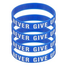 4Pcs NEVER GIVE UP Wristbands for Motivation, Blue