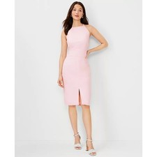 NEW Ann Taylor Pink Sleeveless Slit Career Office Business Sheath Mini Dress 0