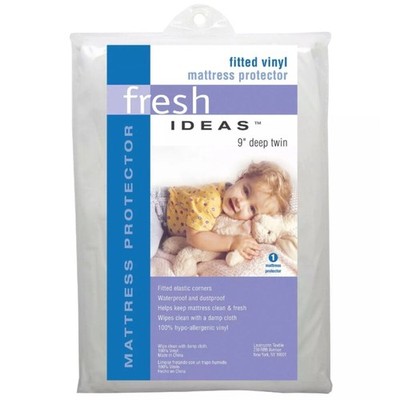 NEW - Fresh Ideas Full Fitted Vinyl Mattress Protector Waterproof 54x75 9'' Deep