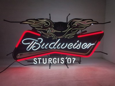 Rare - Budweiser 2007 Sturgis Mirrored Bud Eagle Neon Sign 38'' x 20'' - Works
