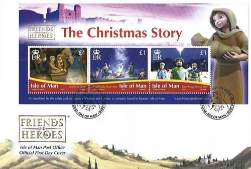 2010 Isle of Man friends and Heroes. The Christmas Story First Day Cover