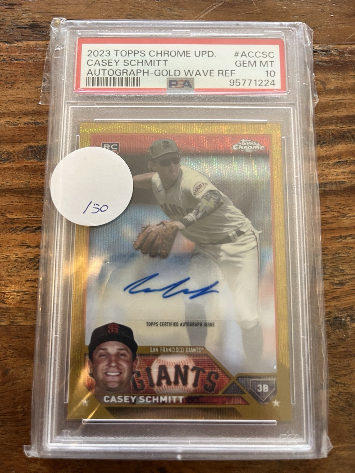 2023 Topps Chrome Update Casey Schmitt Gold Rookie Auto /50 PSA 10 Giants